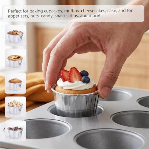 50 Pcs Silver Cupcake Baking Cups 3.5Oz Disposable Cupcake Liners - color: Silver