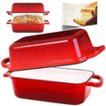 Cast Iron Loaf Pan with Lid, 9x5 Loaf Pans for Homemade Bread - color: Red, size: 9x5 Inch