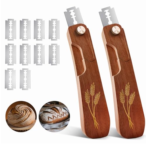 Wooden Bread Lame Scoring Tool for Sourdough - 2 Pack - color: Reddish Brown-2 Pack