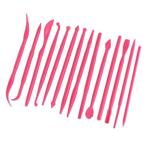 Clay Sculpting Tools, Premium 14 piece Polymer Modeling kit with Ergonomic Handles for Soft Clay Cake Fondant Pottery Artists Beginners Rose red - color: Rose Red