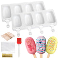 Mity rain 2 Pack Cake Pop Mold Silicone, 8 Cavity Reusable Cakesicle Molds - color: 2PCS Ice Cream White