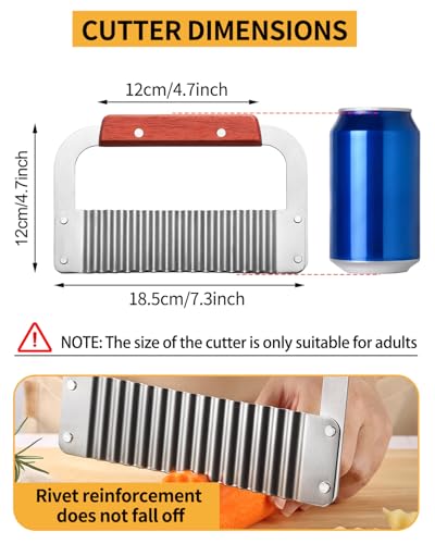 2 Pcs Crinkle Cutter Potato Slicer Wavy Chopping Tool French Fry Veggies - color: Wood