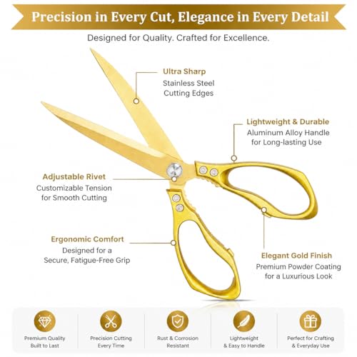 Grand Opening Ribbon Cutting Ceremony Kit –10.8" Giant Gold Scissors, 31 ft x 4“ Gold Ribbon,White Gloves,Tension Wrench & Sharpener (Gold Ribbon) - color: Gold