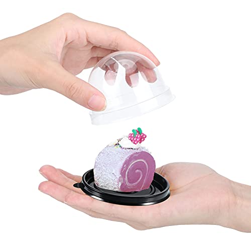 Patelai 150 Pcs Mini Cupcake Containers Clear Plastic Dome Boxes, Black - color: Black