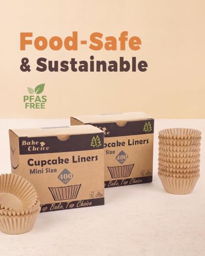 Bake Choice 400pcs Mini Cupcake Liners for Baking, Muffin Liners - color: Natural