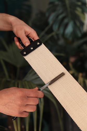 Razor Strop - Barber's Latigo Leather Straight Razor Strop. Dual Strap that will be a Great Addition for Any Straight Razor. PREMIUM LEATHER Strop for Sharpening. (Brown) - color: Brown