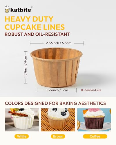 Katbite Parchment Cupcake Liners 150PCS, Standard Size Muffin Baking Liners - color: White-brown-coffee