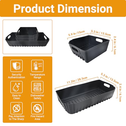 3 Pcs Silicone Baking Pans Set for Ninja SP0101 Digital Air Fry Oven, Reusable Air Fryer Liners, Easy to Clean