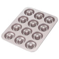 CHEFMADE Donut Mold Cake Pan, 12-Cavity Non-Stick Ring Doughnut Bakeware for Oven Baking (Champagne Gold) - size: 01 - Round 12 Cups
