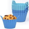 Koluti Nonstick Silicone Muffin Baking Cups Pack of 8, Reusable Cupcake Molds with Double Handle, BPA Free, Small Round Air Fryer Cupcakes Liner, 2 Colors - size: Large Size Round-2Colors-8Set