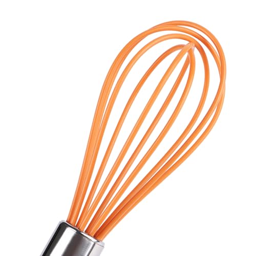BAEKZ Multi-Color Mini Silicone Kitchen Whisks with Stainless Steel Handles Milk Beater Egg Beater Balloon Whisk for Blending Stirring Whisking and Beating(6.2in, Four colorsl, 8)