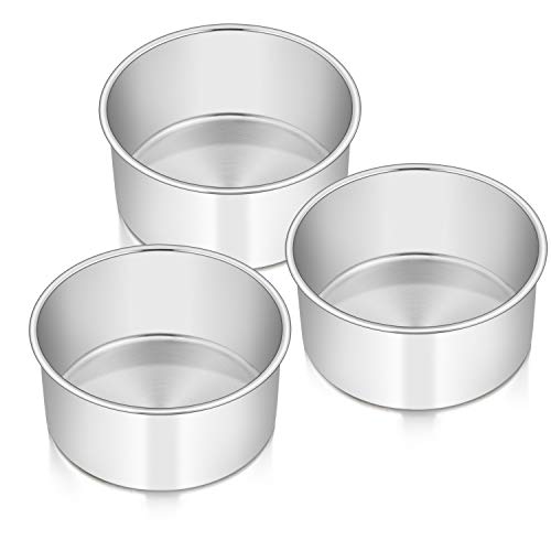 E-far 6 x 3 Inch Cake Pans Set of 3, Stainless Steel Deep Cake Pans - size: 6 x 3 Inch