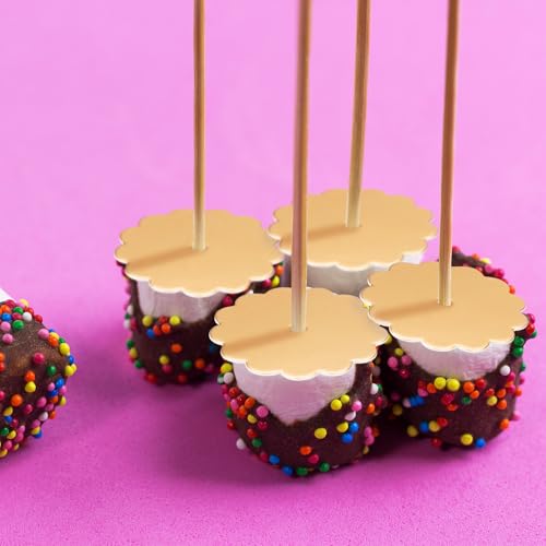 100 Pcs Scalloped Cake Pop Boards with Hole Cake Base, Gold - color: Gold