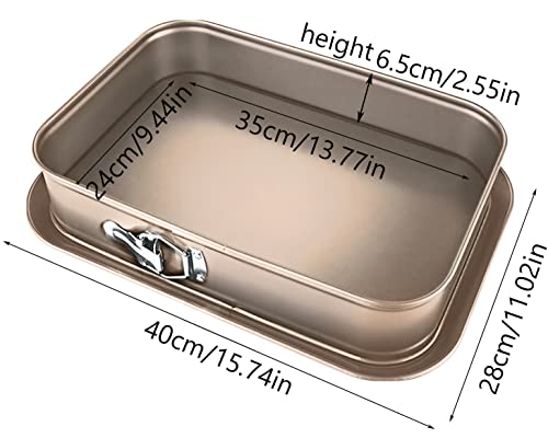Meleg Otthon Springform Cheesecake Pan - Leakproof, Nonstick, Rectangle, Removable Bottom, Gold (15.7" x 11" x 2.6") - size: 15.7" x 11" x 2.6"