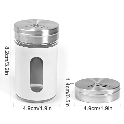 Salt and Pepper Shakers, Stainless Steel and Glass, Adjustable, 2 Pack - color: 2PC（Black+White）