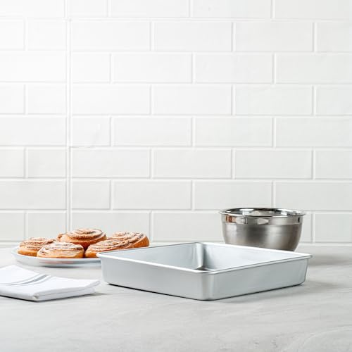 Restaurantware Square Aluminum Cake Pan - 10 x 10 x 2 Inch - Professional Brownie Pan - Straight-Sided Baking Pan - Even Heat Distribution - Silver - size: 10"