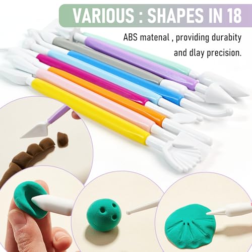 18PCS Double Ended Clay Sculpting Tools Set for Air Dry Polymer Clay Craft