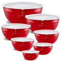 Red Mixing Bowls with Airtight Lids, Stainless Steel Nesting Mixing Bowls Set of 7, Ideal for Baking, Prepping and Serving Food, Size 7, 3.6, 2.7, 2.1, 1.5, 1.1,0.8 QT, Stackable Design - color: Red, size: 7 Pieces