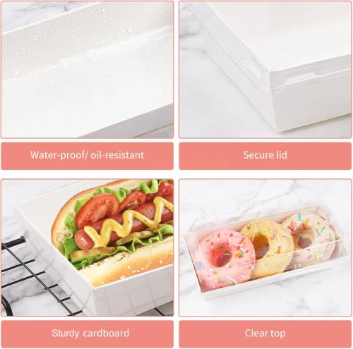 Ocmoiy Charcuterie Boxes with Clear Lids, 7.5x3.3 Inches, 50 Pack, White - color: White