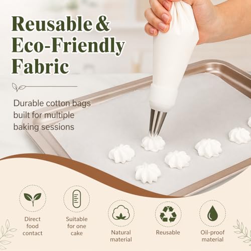 9 PCS Professional Cake Decorating Supplies Kit - Reusable Silicone Pastry Bags and Stainless Steel Icing Piping Tips Set with Couplers and Scrapers, Baking Frosting Tools for Cupcakes, Cookies