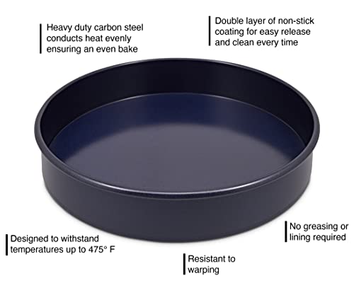 Zyliss E980195 Non-Stick Loose Base Round Sandwich Tin | 20cm/8in | Carbon Steel | Dark Blue | Cake Tin/Baking Tin/Bakeware/Cake Mould | Dishwasher Safe | 5 Year Guarantee - style: Sandwich Tin