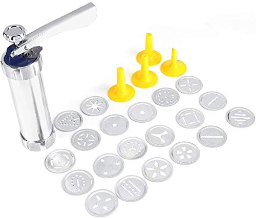 GOTOTOP Cookie Press Kit Biscuit Maker Machine Making Cake Decorating Tools Kitchen Baking with 4 Nozzles and 20 Mold