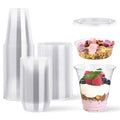 50 Sets 12 oz Disposable Plastic Parfait Cups with Insert & Flat lids - size: Flat Lids - 12 oz