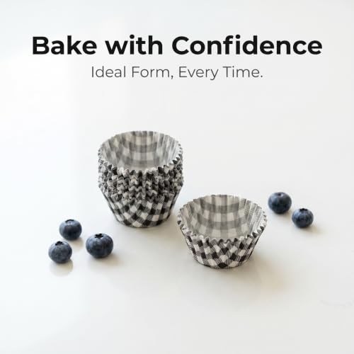 Black Checkered Cupcake Liners,100Pcs Baking Cups for Party Decorations