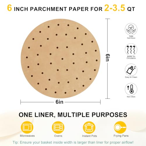 Air Fryer Parchment Paper Liners, 6 Inch 100 Pcs - color: Unbleached, size: 6IN