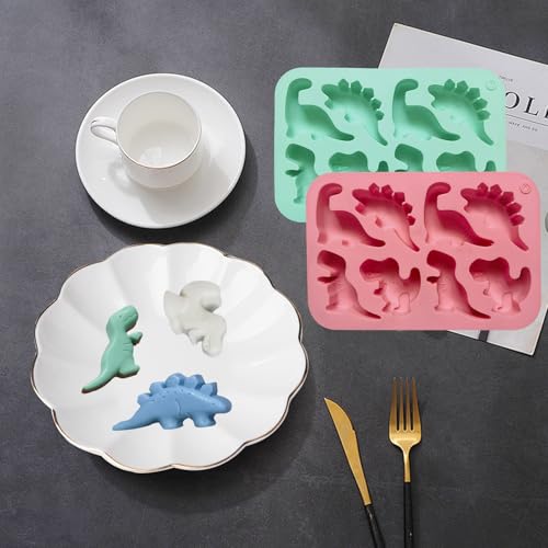 3Pcs Silicone Dinosaur Molds - Animal Silicone Muffin Tins - Chicken Nugget, Popsicle & Chocolate Candy Maker -Non-Stick, Suitable for Snacks, Parties, and Creative Cooking Dinosaur Molds（3 Colors） - color: Pink, green, purple