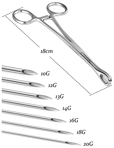 Vsnnsns 9 Style 316L Surgical Steel Body Piercing Tools Kit Piercing Clamps Forceps Use for Nose Septum Lip Tongue Eyebrow Belly Rings Ear Dermal Piercing Jewelry Kit Tools - color: Style 4, Piercing Clamp Forceps
