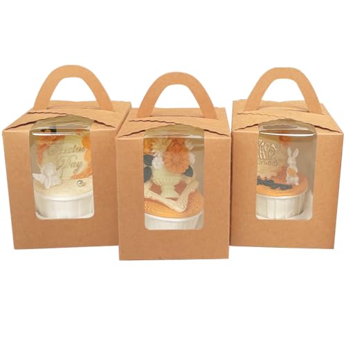 Bakepacker Auto-pop up Cupcake Boxes, Brown, 3.7 x 3.7 x 4.3 inch, 25 Count - color: Brown, size: 3.7x3.7x4.3inch/25packs