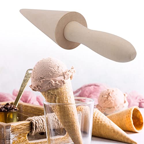 Waffle Cone Roller, Wooden Krumkake Roller, 9.1in Waffle Ice Cream Cone Roller with Ergonomic Handle for Baking Enthusiasts to Make Cones, Waffles and Other Desserts