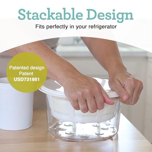 Euro Cuisine GY50 Greek Yogurt Maker with Ultra Fine Mesh Strainer Basket, BPA Free, Patented Greek Yogurt Strainer for Homemade Greek Yogurt (White) - size: 2 quarts