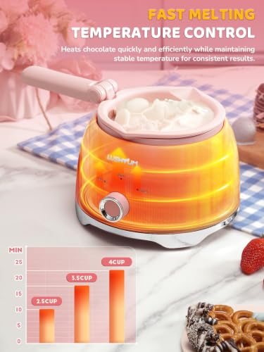 Electric Chocolate Melting Pot, 4-Cup Chocolate, 2 Insert Pots - color: Pink