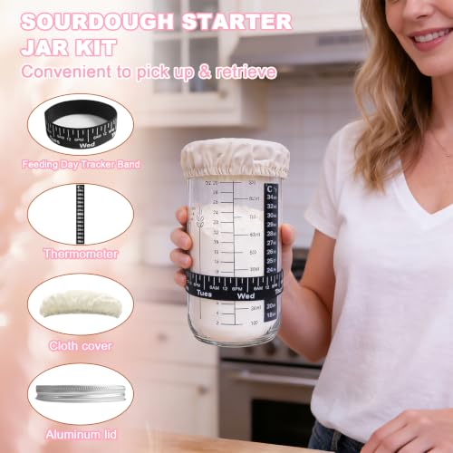 Beginner Sourdough Starter Kit, Sour dough Kits with Sourdough Starter Jar - color: Pink