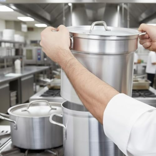 Soro Essentials- 16 Qt. Aluminum Double Boiler Pot with Lid- Steam Melting Stock Pot for Butter Chocolate Cheese Caramel Fondue Candy Dessert and Sauces - size: 16 Quarts