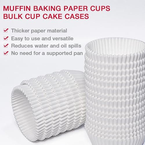 200 Pcs Jumbo Cupcake Liners, 3.54 Inch Parchment Muffin Liners for Baking, Muffin Papers Baking Cups (White) - color: White