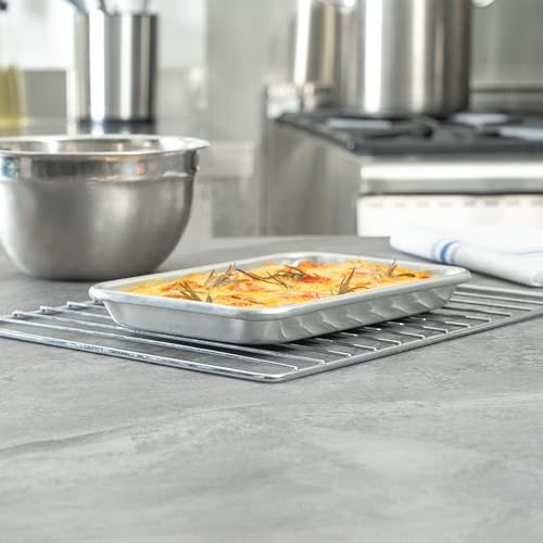 Restaurantware 1/8 Size 19 Gauge Aluminum Sheet Pan, Beaded Rim, 1 Count - size: 1/8 Size