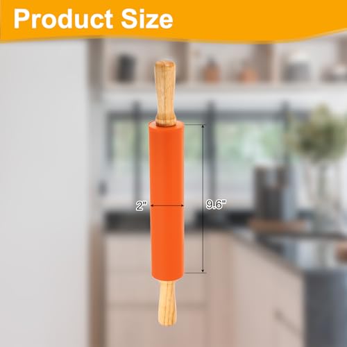 uxcell 9.6 Inch Silicone Rolling Pin Small Dough Roller Orange - color: Orange, size: 9.6 Inch