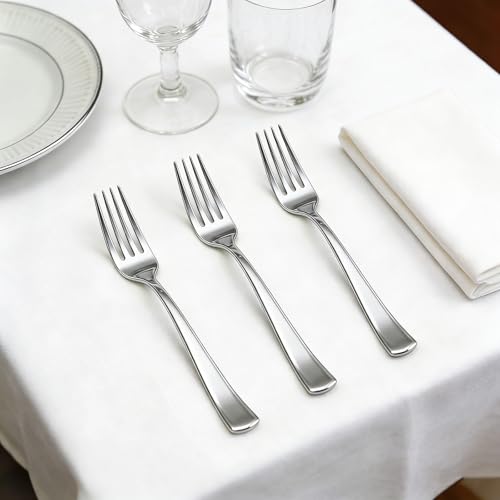 180 Count Silver Plastic Forks Heavy Duty, Disposable Plastic Silverware - color: Silver