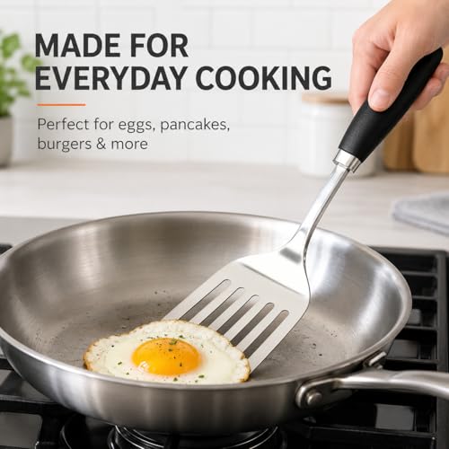 Stainless Steel Slotted Turner Spatula, Thin Edge Turner, Silver - color: A-Turner Spatula