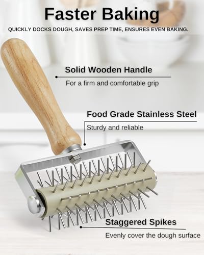 Pizza Dough Docker Roller with Stainless Steel Spikes - style: 3 Set