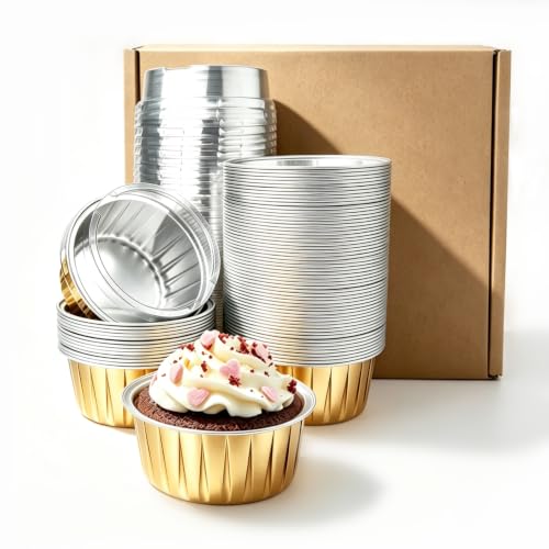 5 oz Mini Dot Cake Pans with Lids, 60 Pack Individual Muffin Pans