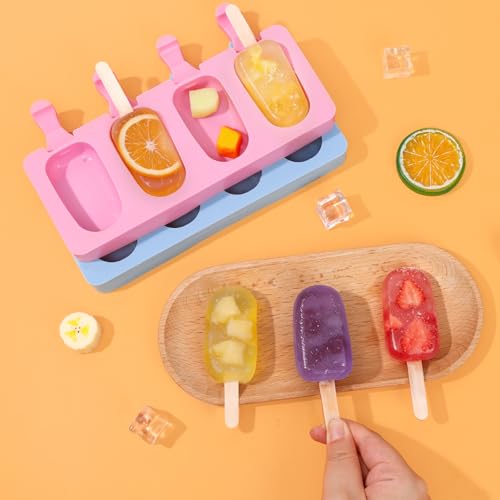 Ouddy Life Popsicle Molds Set of 2, Ice Pop Molds Silicone Cake Pop Mold - color: Pink, Blue