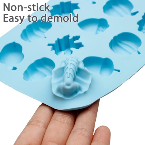 2PCS Fall Thanksgiving Silicone Molds for Chocolate, Candy, Jelly, Craft - color: Blue(18 Cavity)-R0268