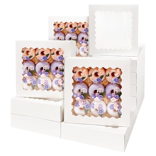 Bakepacker Auto-pop Up Pie Boxes 10x10x2.5 inches, 36pcs, White - color: White
