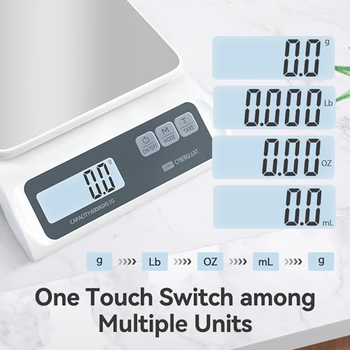 CYBERGIANT 13lb/0.1g Precision Digital Food Scale - Meal Prep Kitchen Baking & Espresso Coffee - Gram Scale with Stainless Steel Platform & LCD Display - color: White