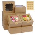 WINKIO Cookie Boxes, Treat Bakery Dessert Pastry Favor Donut Mini Cake Box - color: brown, size: 6×6×3 in