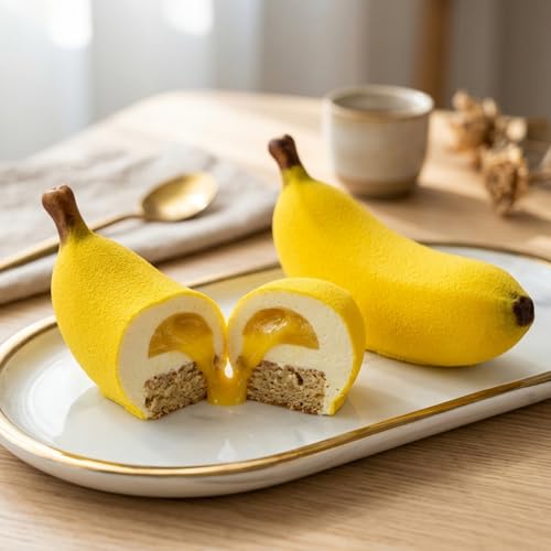 2Pack Banana Silicone Mold for Mousse Cake, Fruit Pudding Banana Molds - color: 24-Cavity Banana